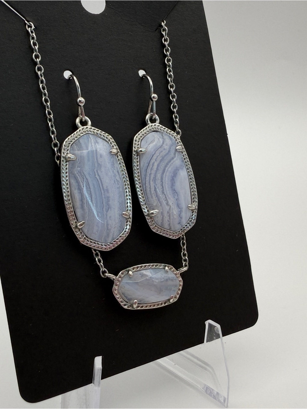 Kendra Scott Blue Lace Agate Dani Earrings & Elisa Necklace Set
